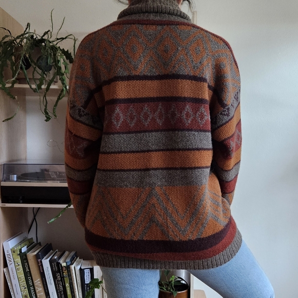 vtg autumn 90s y2k grunge stripe boho indie urban chunky knit sweater - Picture 2 of 8